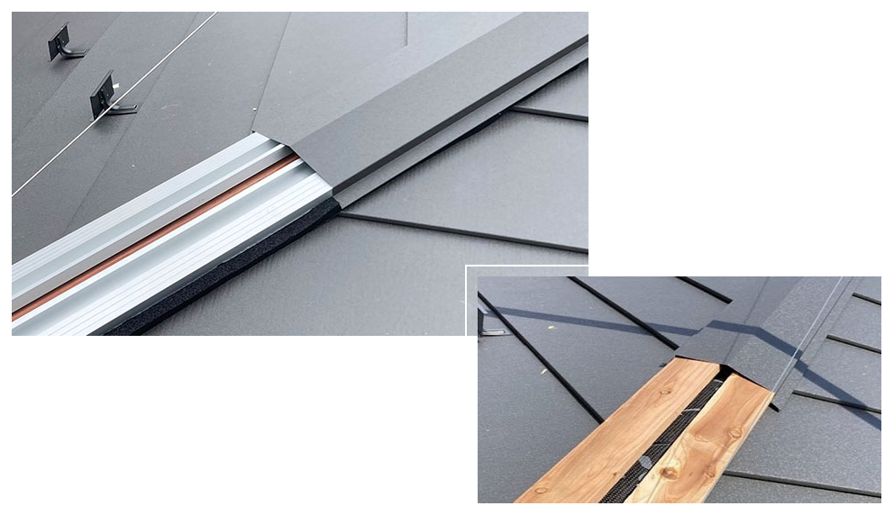 棟板金の下地をエスヌキで施工した写真