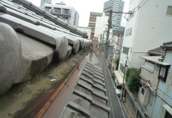 神戸市の庇葺き替え工事　現場調査