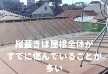 縦葺きは屋根全体が痛んでいることが多い