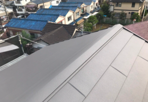 堺市西区 - 築25年のスレート葺き替え工事とシーリング打ち
