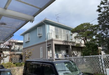 東京都世田谷区 - スーパーガルテクトフッ素によるカバー工法と、スタッコ外壁の塗装リフォーム