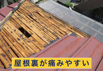 立平葺きは屋根裏が痛みやすい
