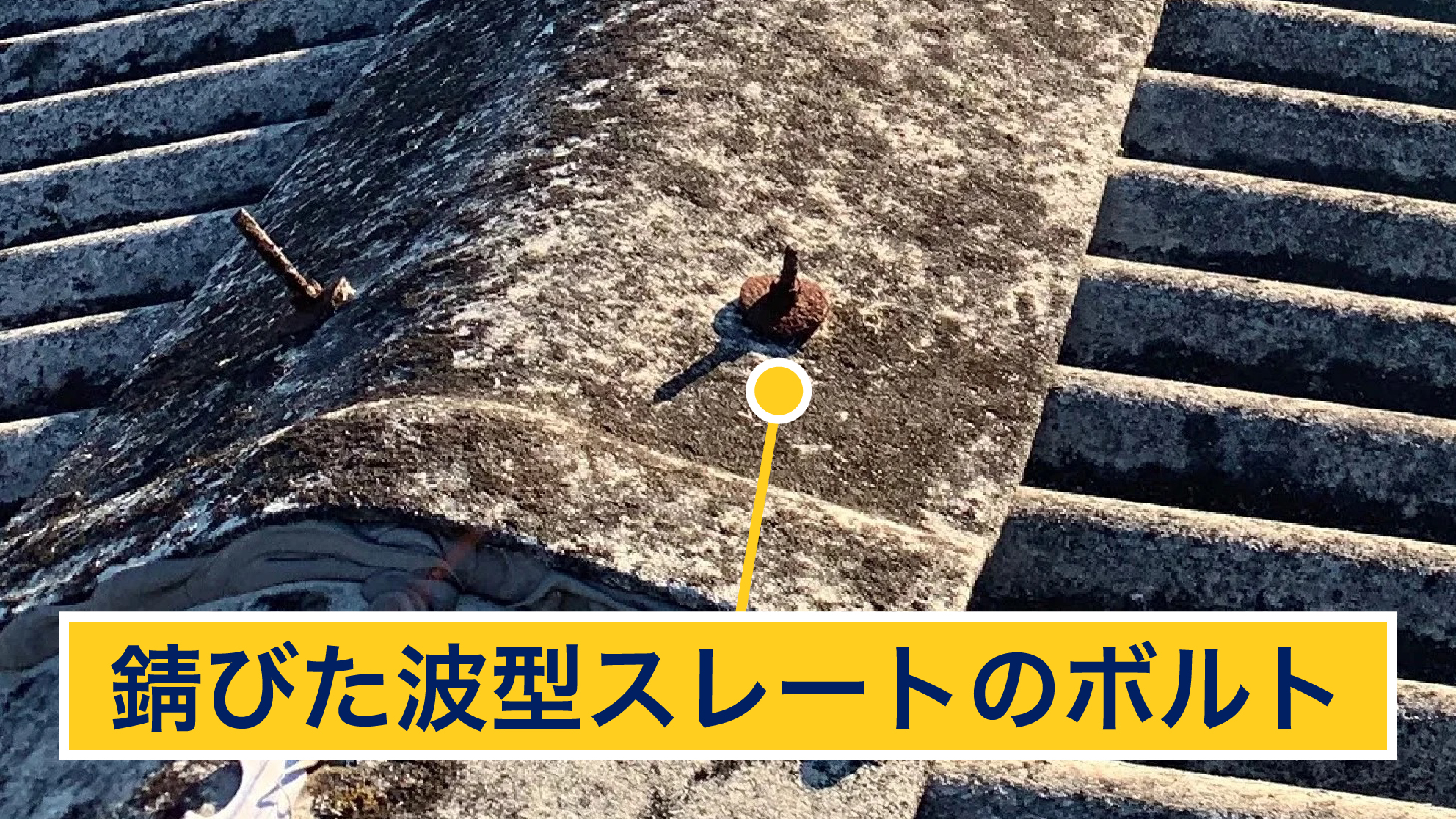 錆びた波型スレートのボルト