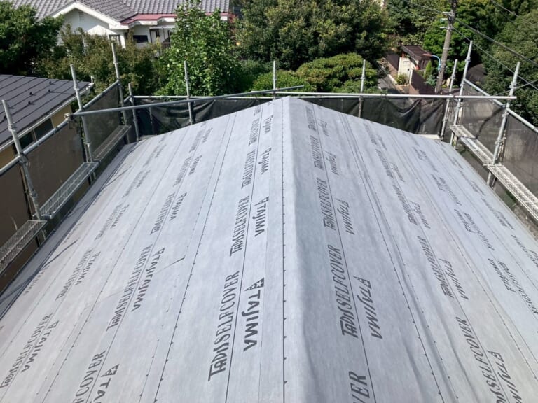 防水シート張り後