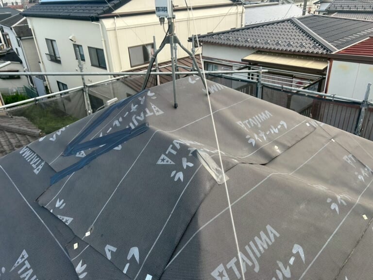 防水シート張り後