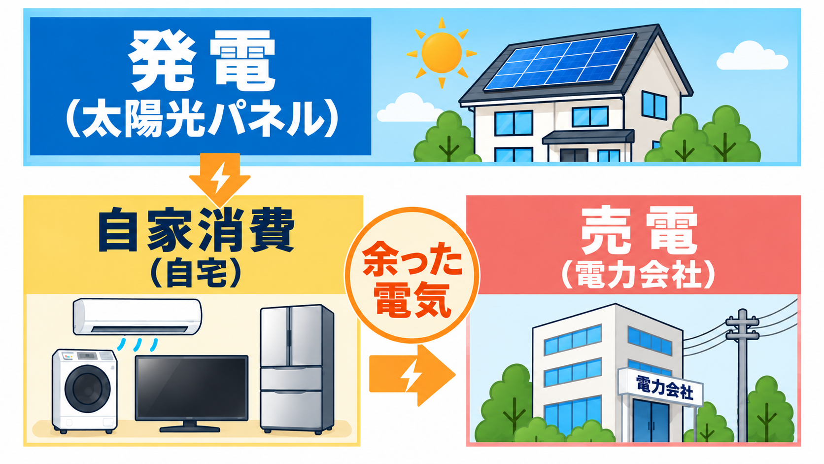 発電→自家消費→売電