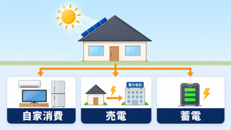 自家消費、売電、蓄電