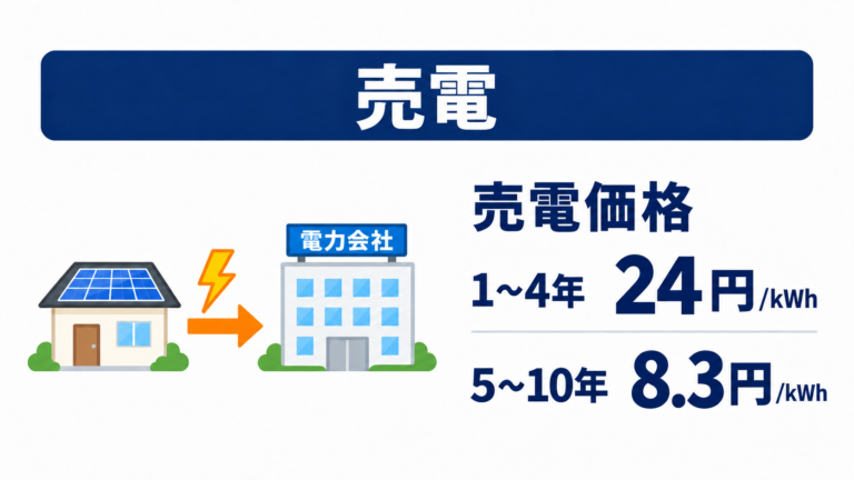 売電価格　1~4年24円、5〜10年8.3円